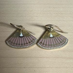 Vintage Laurel burch Pink Gold Catherine fan earrings